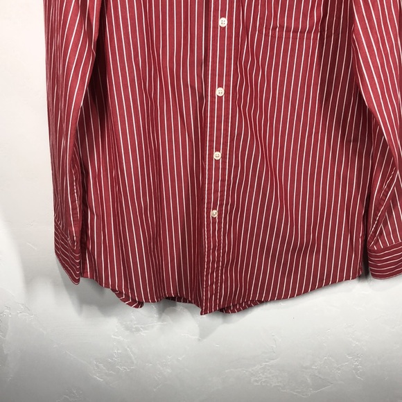 Chaps red stripe button down shirt size small - Picture 4 of 10